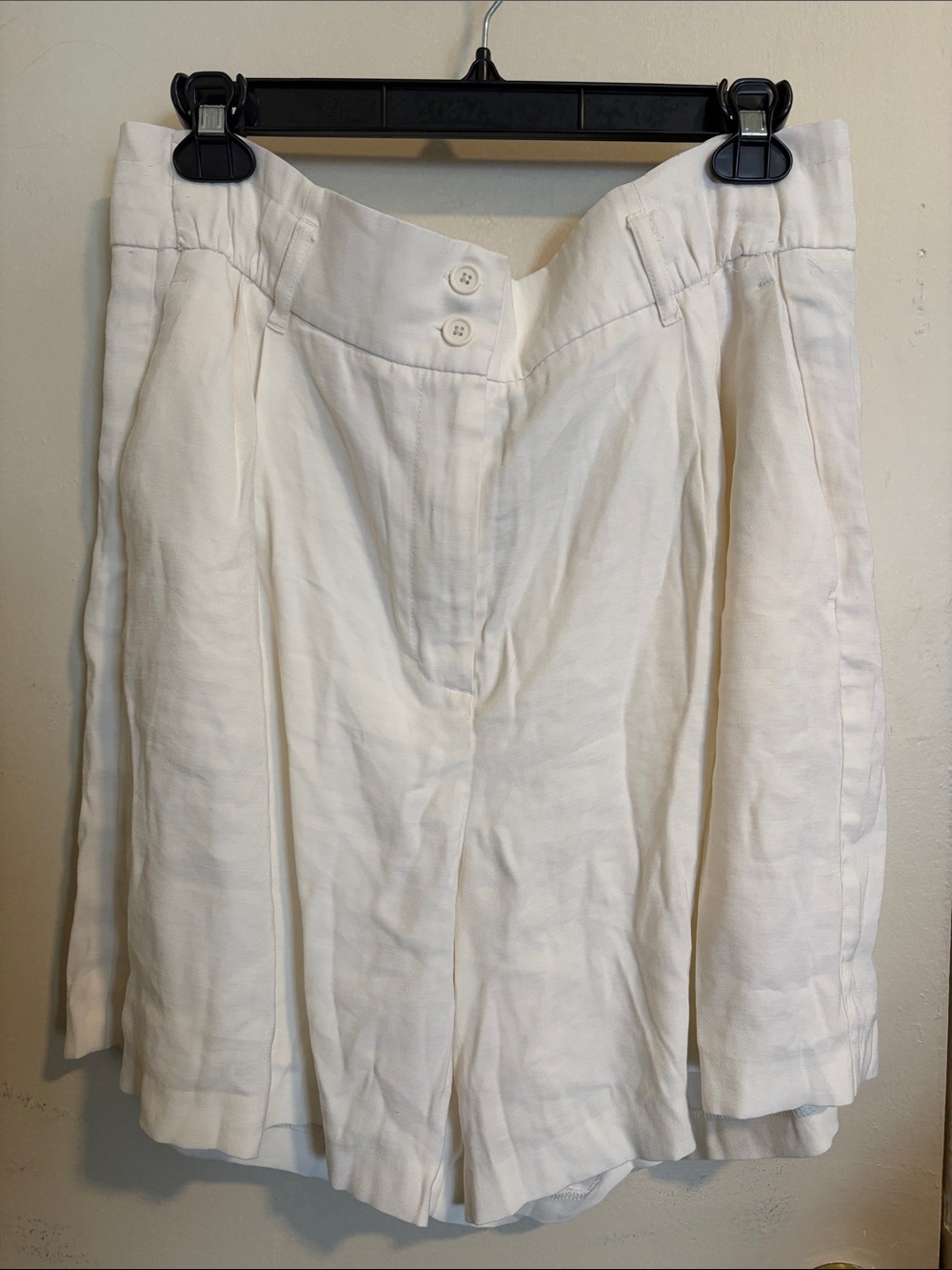 Paper Bag-Style Cream Shorts